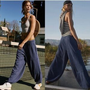 Free People Blue Cotton Baller Baggy Pants